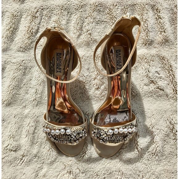 Badgley Mischka Ivory Odalis Ornamented Evening Sandals, Sz 9.5 LEFT & 8.5 RIGHT - Picture 9 of 14